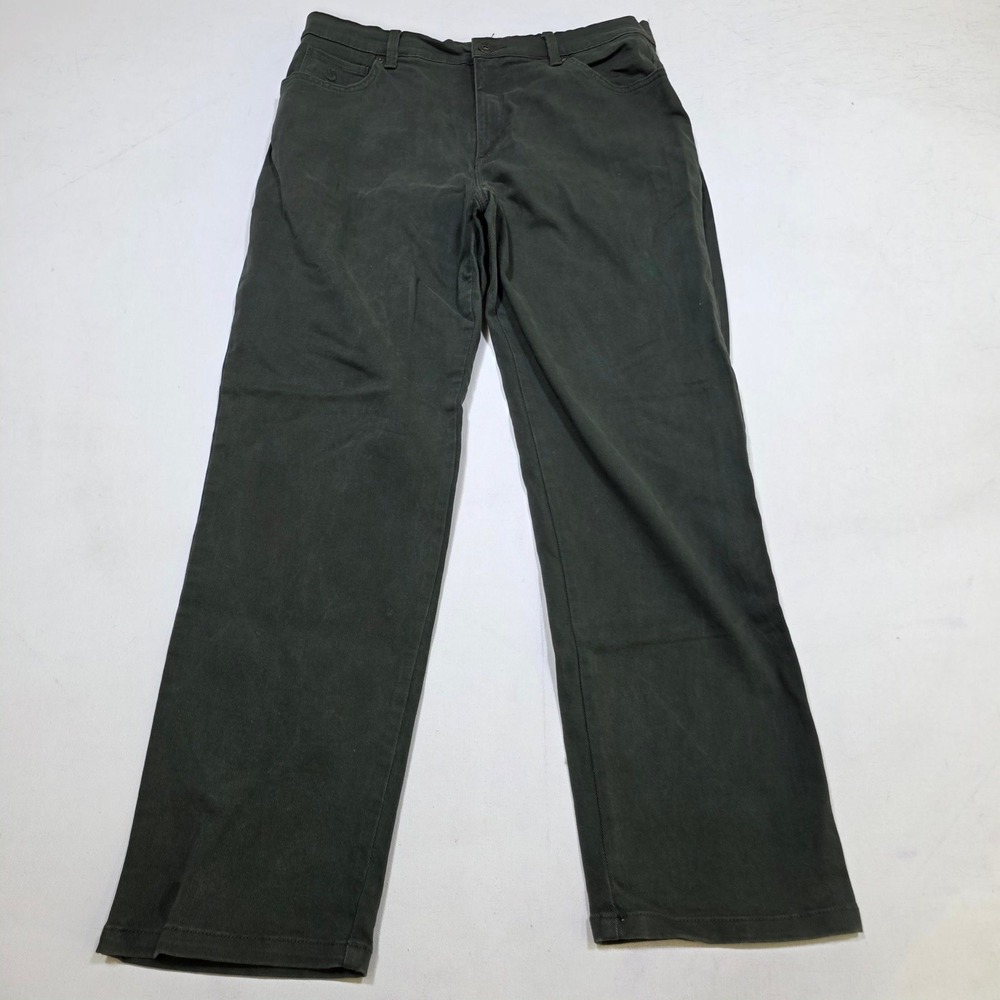 Gloria Vanderbilt Pants Womens 14 Short Olive Green Straight Leg Amanda Stretch